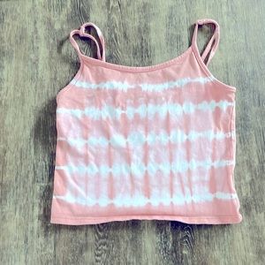Tie Dye Pink and White Crop Top